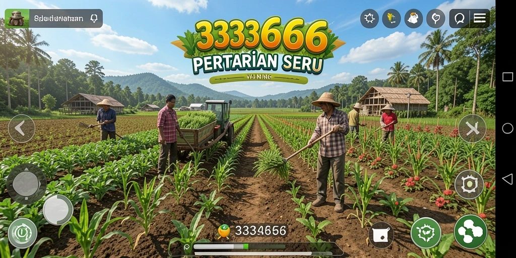 Gameplay menarik dari 333666 yang menggambarkan pertanian yang seru.