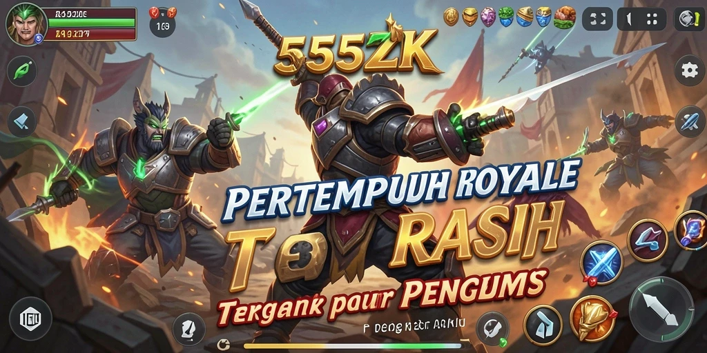Screenshot gameplay 555ZK dengan aksi pertempuran mendebarkan.
