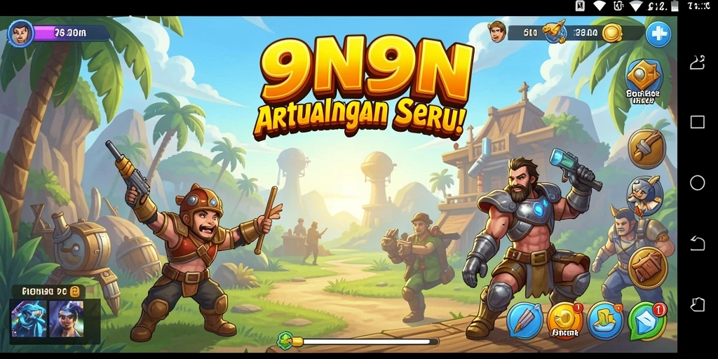 Screenshot gameplay 9N9N dengan karakter melawan tantangan yang seru.