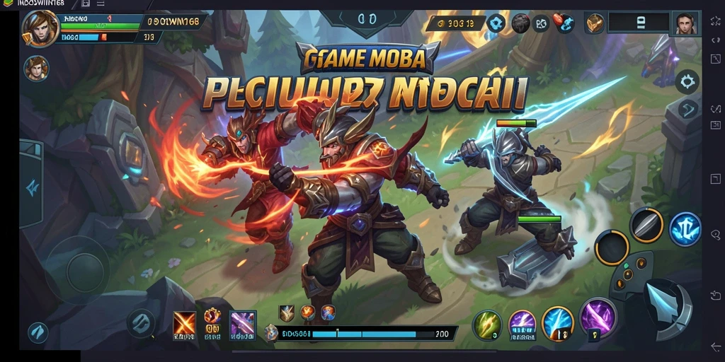 Tampilan gameplay seru di INDOWIN168 dengan aksi pertempuran MOBA.