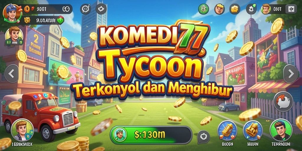 Tampilan gameplay KOMEDI77 yang penuh warna dan humor.