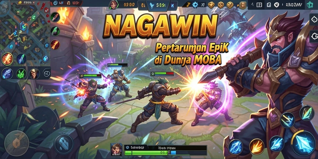 Screenshot gameplay NAGAWIN yang menampilkan pertarungan seru antara tim.