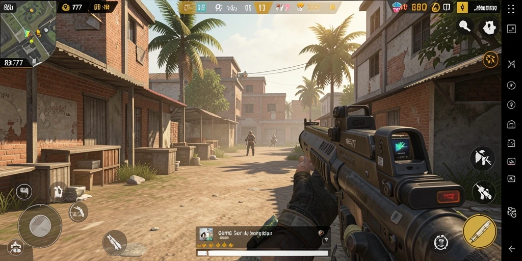 Tampilan gameplay NEX777 saat pemain beraksi di arena TPS.