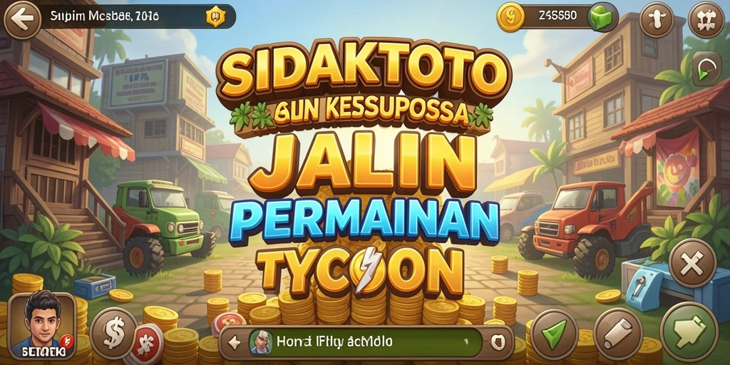 Screenshot utama menunjukkan pemain membangun usaha dalam SIDAKTOTO.